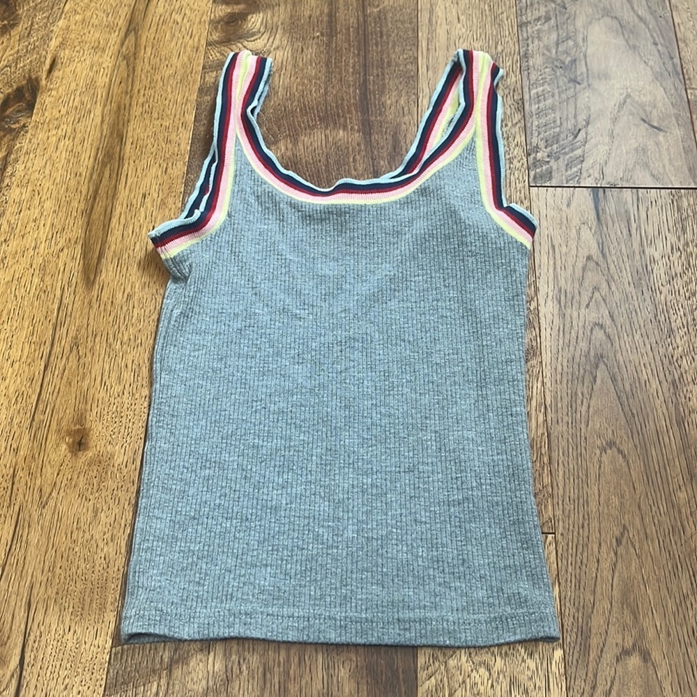 Derek Heart Woman’s Grey Tank With Stripes Size S